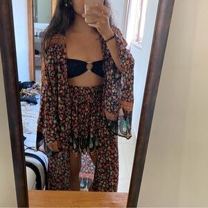 Floral Bohemian kimono and skirt set XS mila label